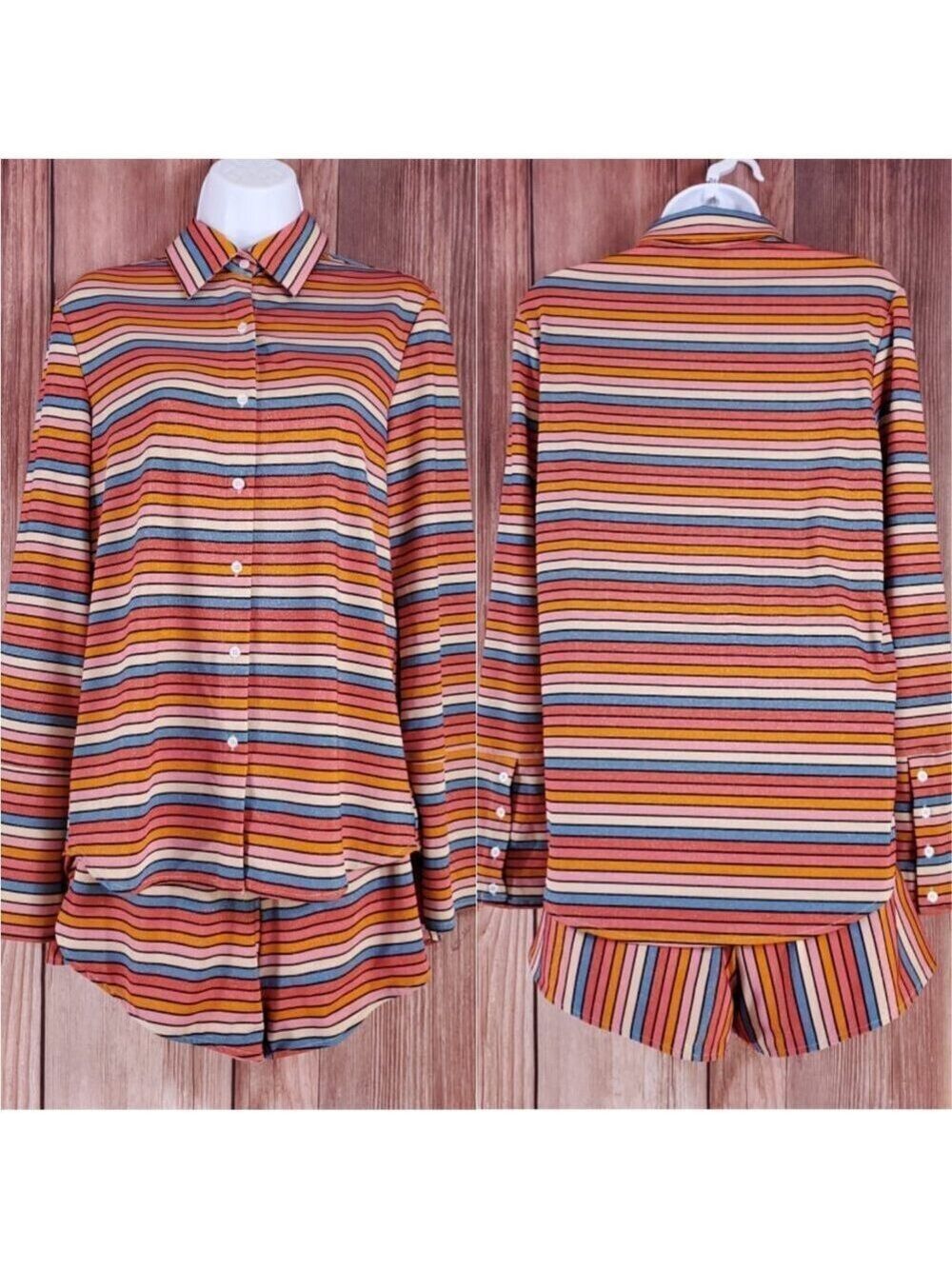NWT Vetchy Womens Size Small Sunset Stripe Shirt & Shorts 2 Pieces Set